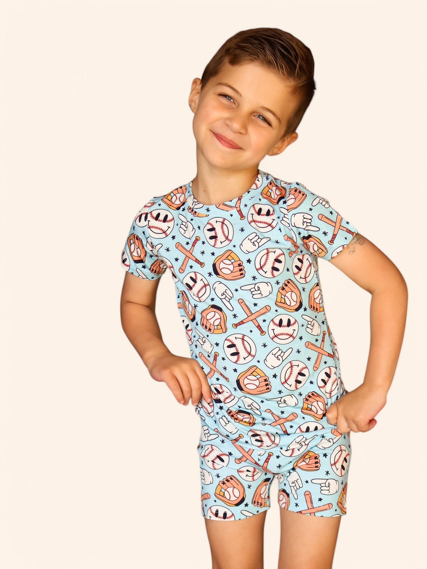BASEBALL SMILEY DREAM SHORT SET