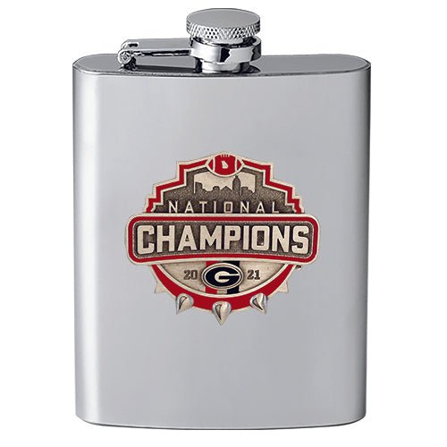 Georgia Bulldogs National Champions 2021 Spike Logo Flask