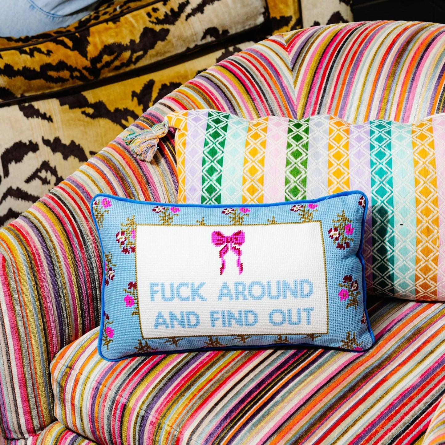Fuck Around Needlepoint Pillow