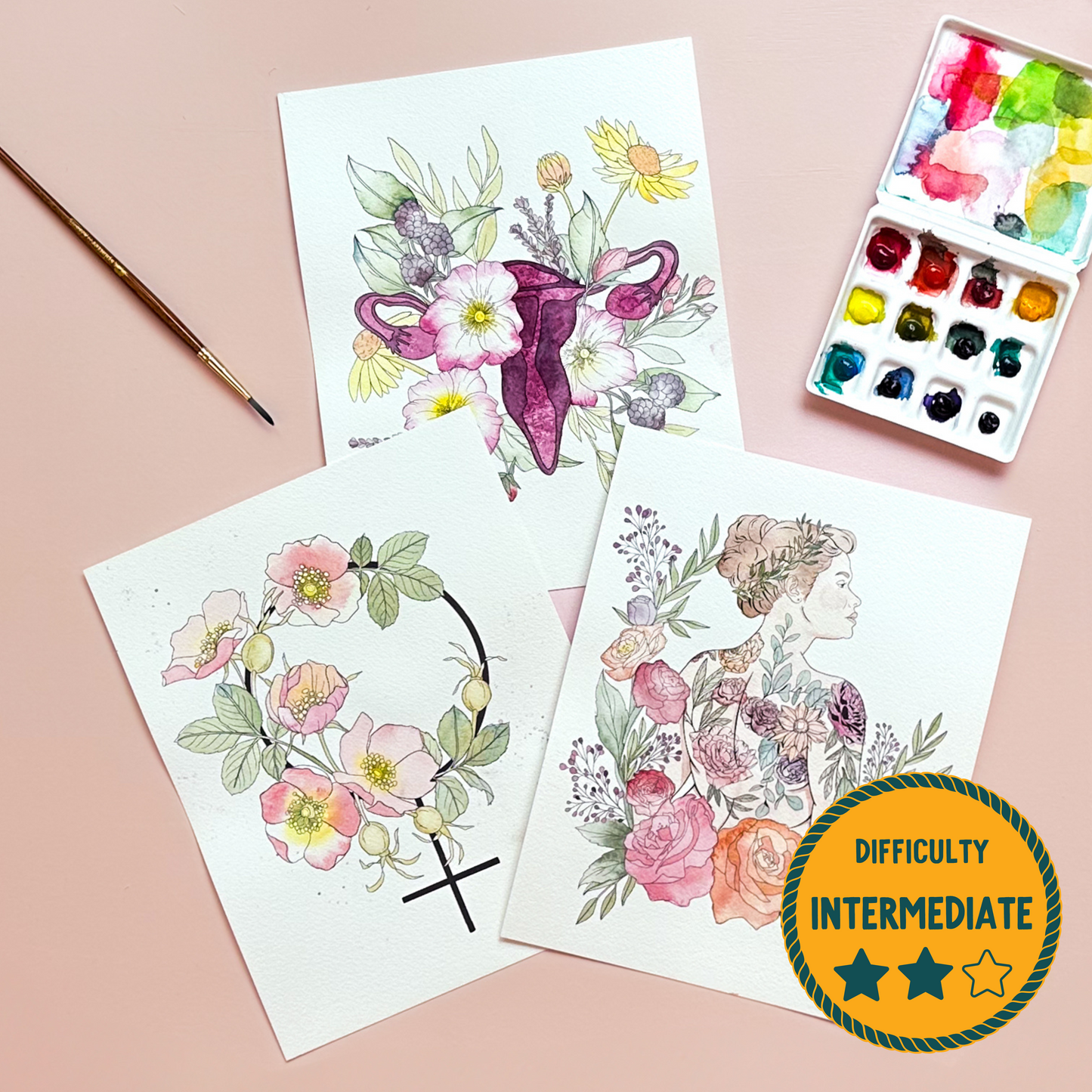 Feminist Florals Watercolor Painting Kit - (Large)