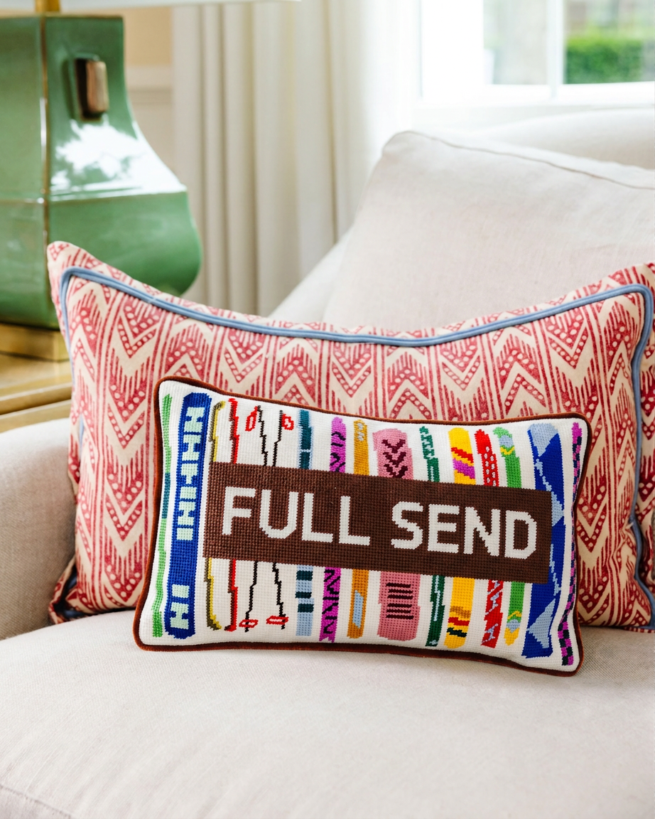 Full Send Needlepoint Pillow