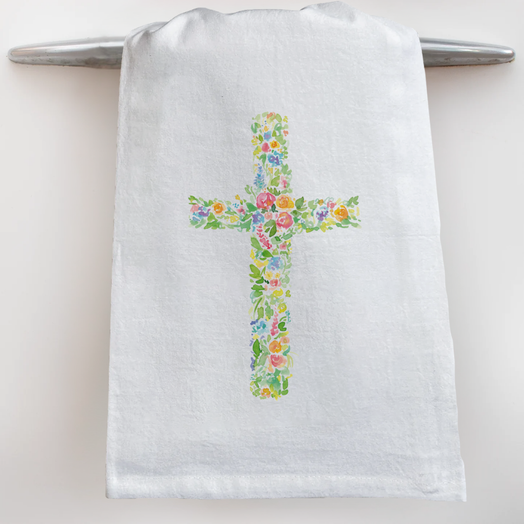 Floral Cross Tea Towel