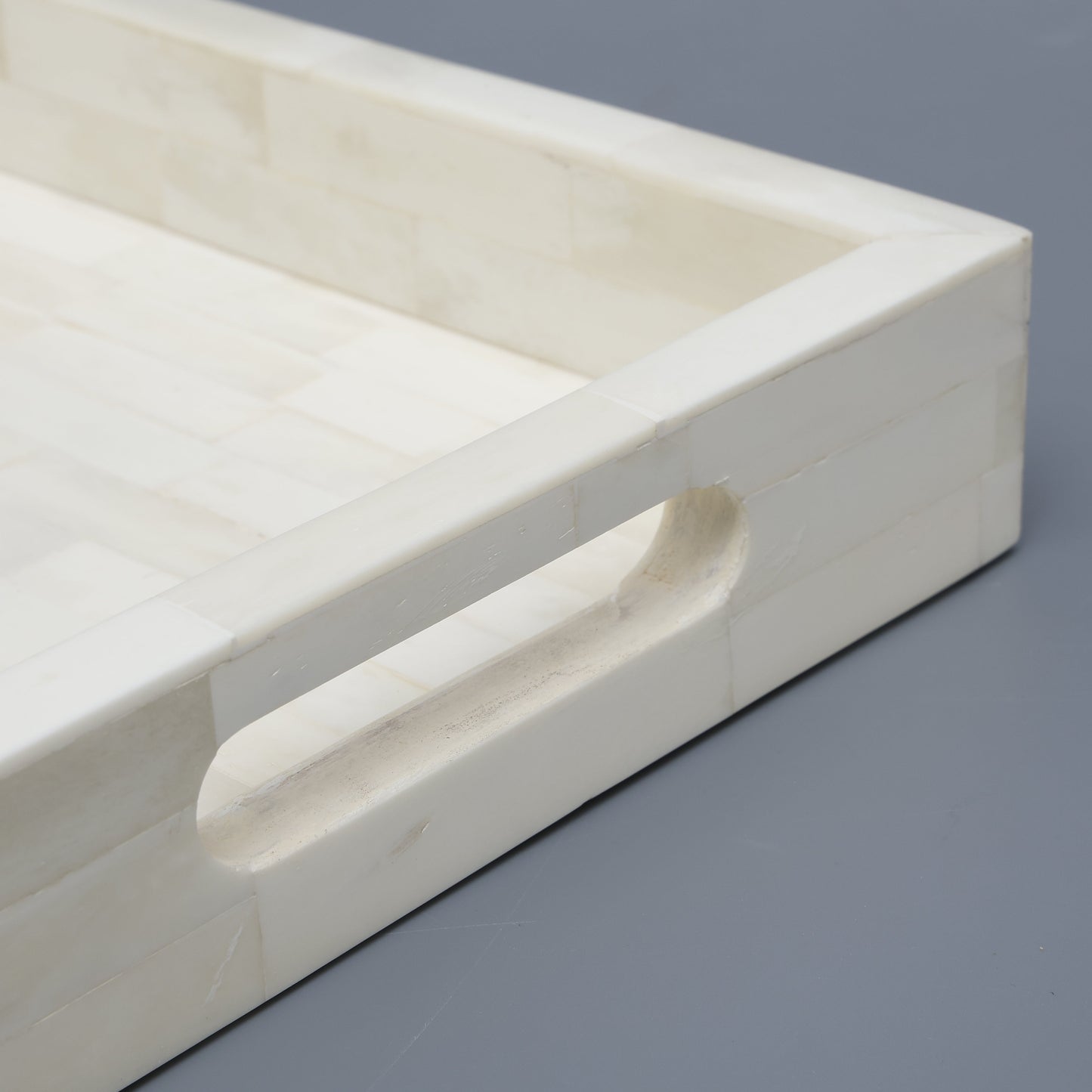 White Bone Inlay Decorative Tray Table Ottoman 11x17 12x12