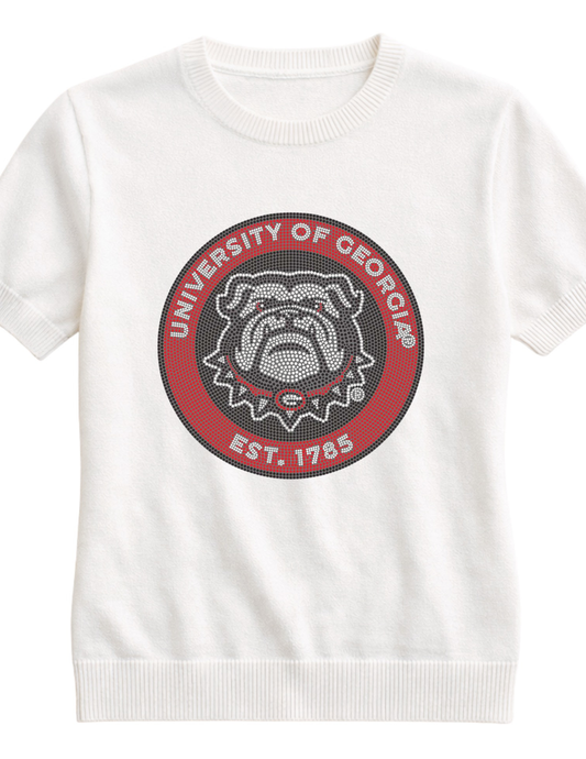 University of Georgia EST. 1785 Decal Ivory Short Sleeve Sweater