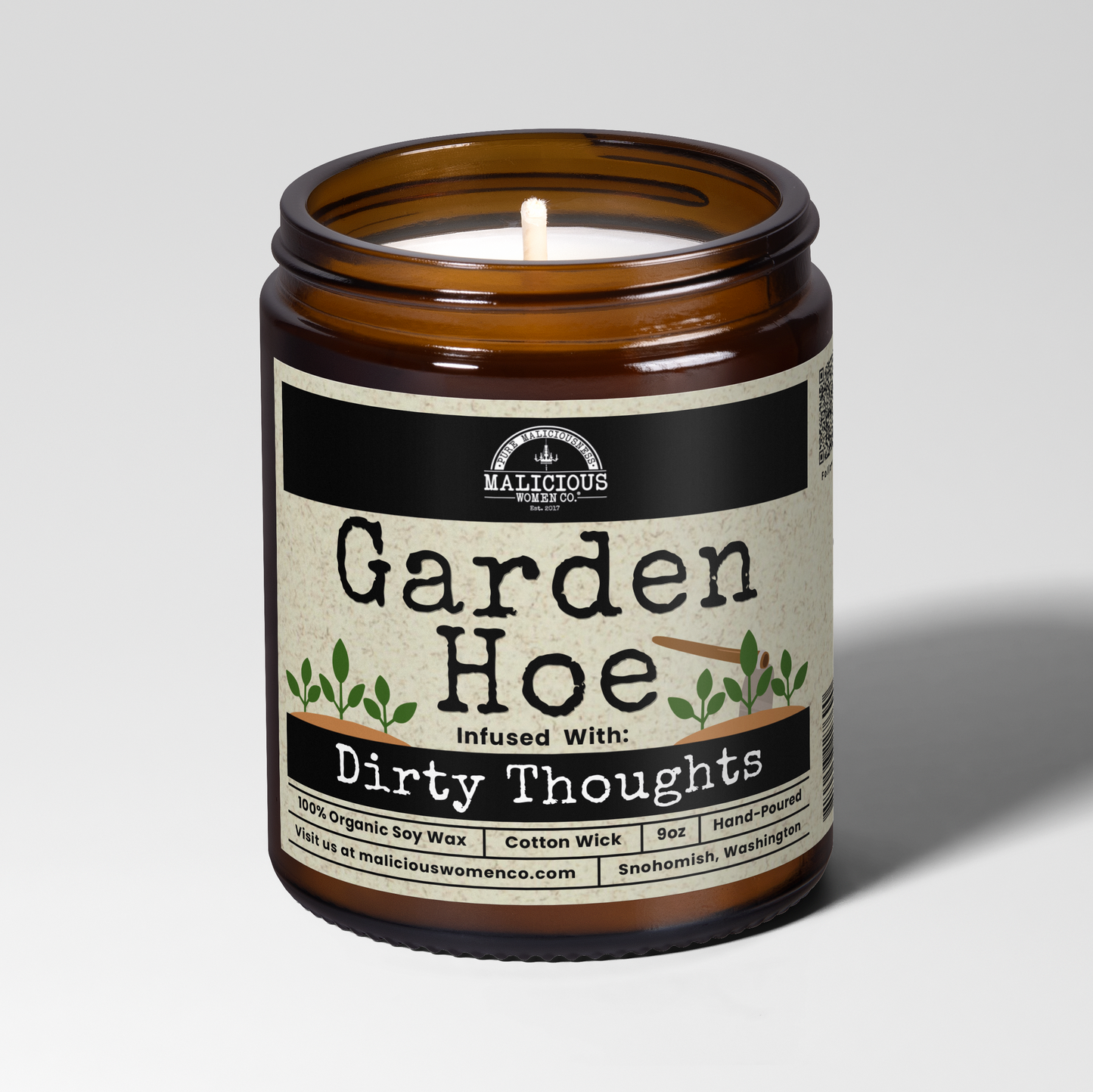 Garden Hoe | Scent: Citron & Stone | 9oz Funny Candle | Malicious Women Co