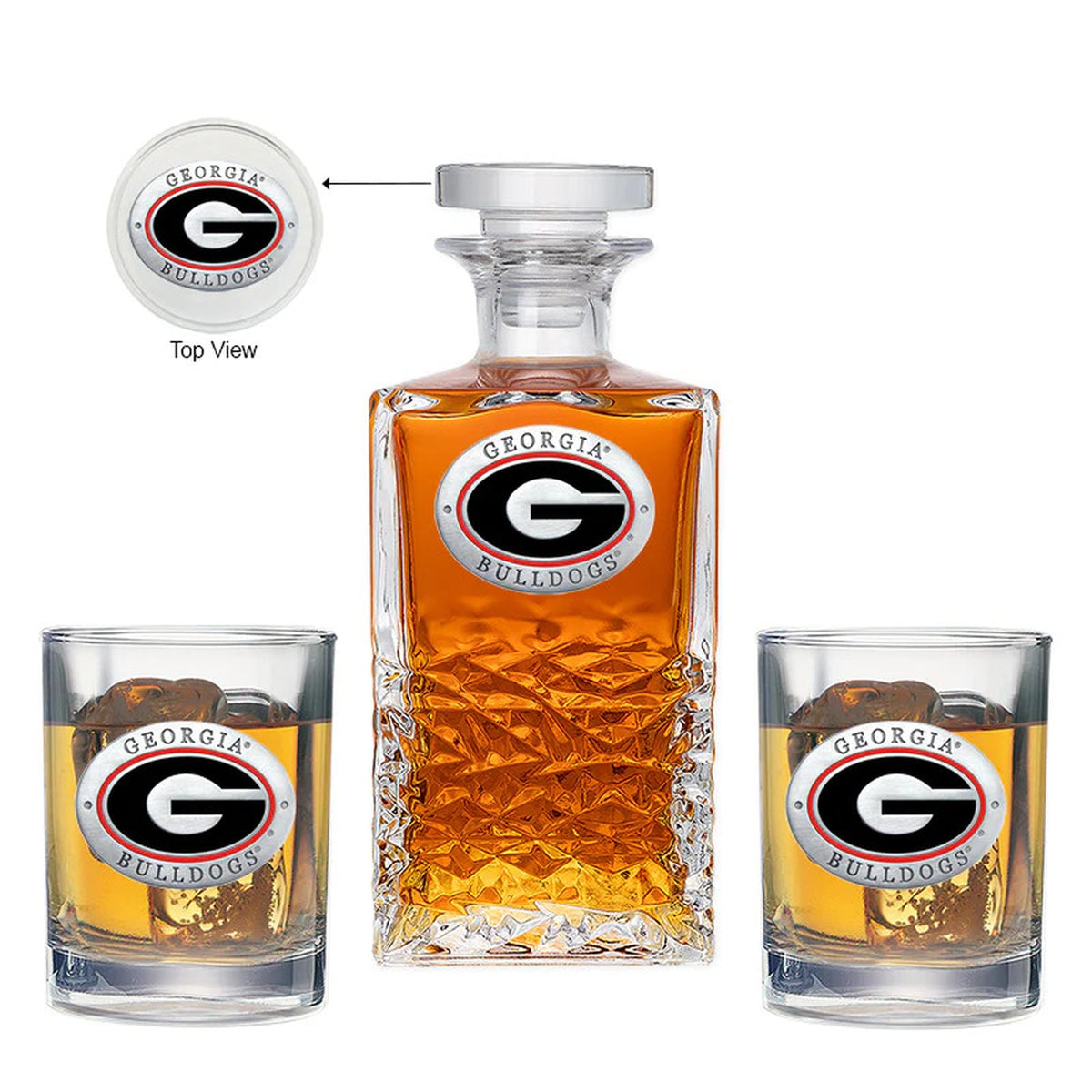 Georgia Bulldogs Heritage Decanter with 2 Glasses