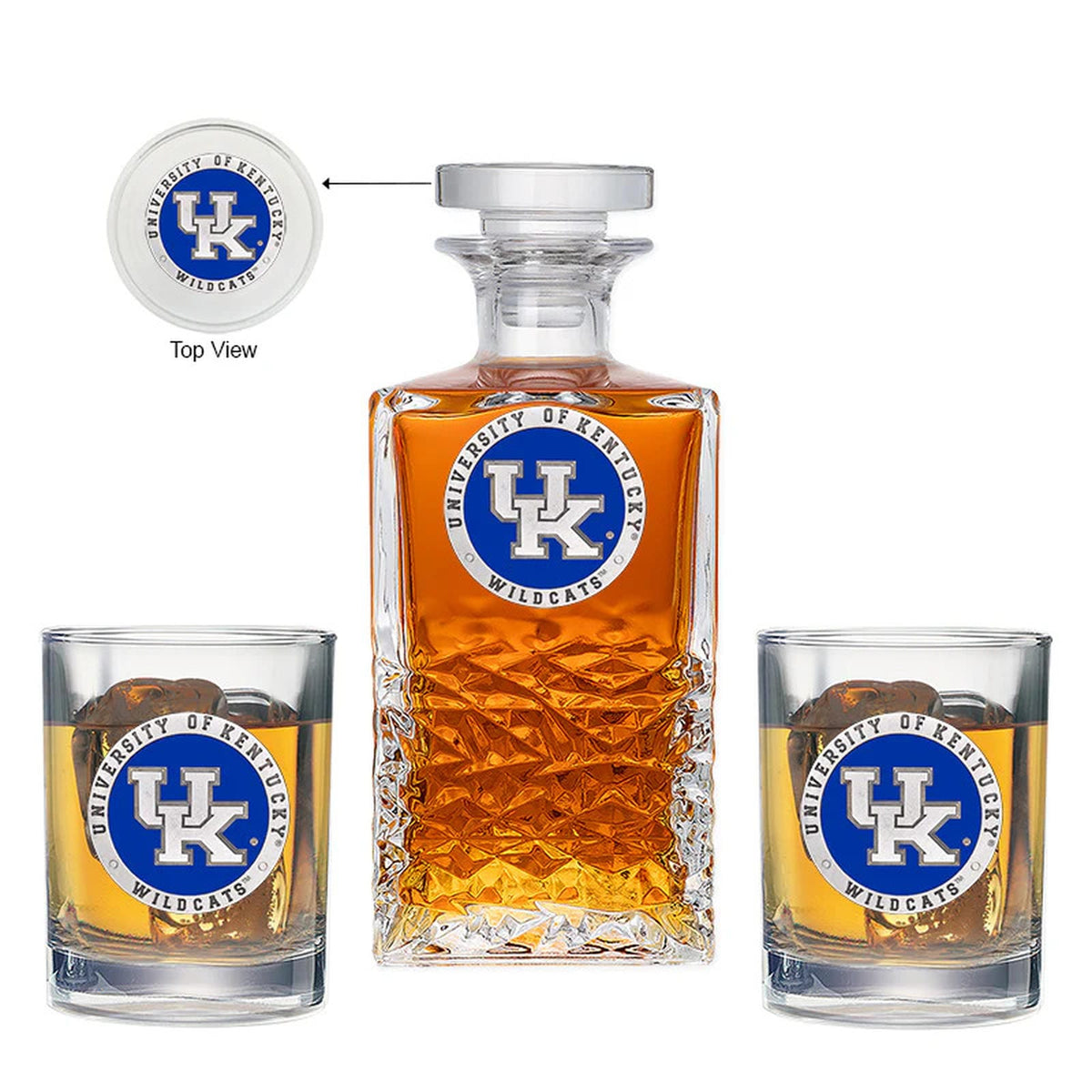 Kentucky Wildcats UK Logo Heritage Decanter with 2 Glasses