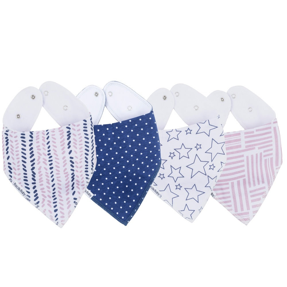 Bazzle Baby Bandana Bib 4-Pack - Various Colors