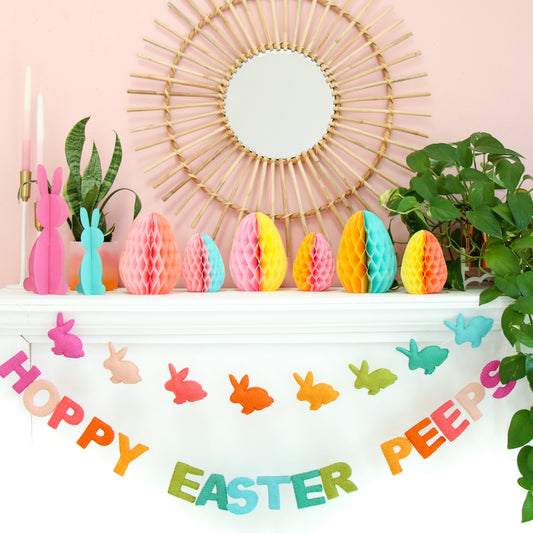 Color Blocked Egg Honeycomb Decorations