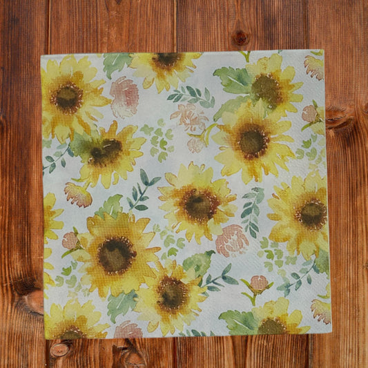 Decoupage Napkins Watercolor Sunflower Spring Summer Lunch Crafts