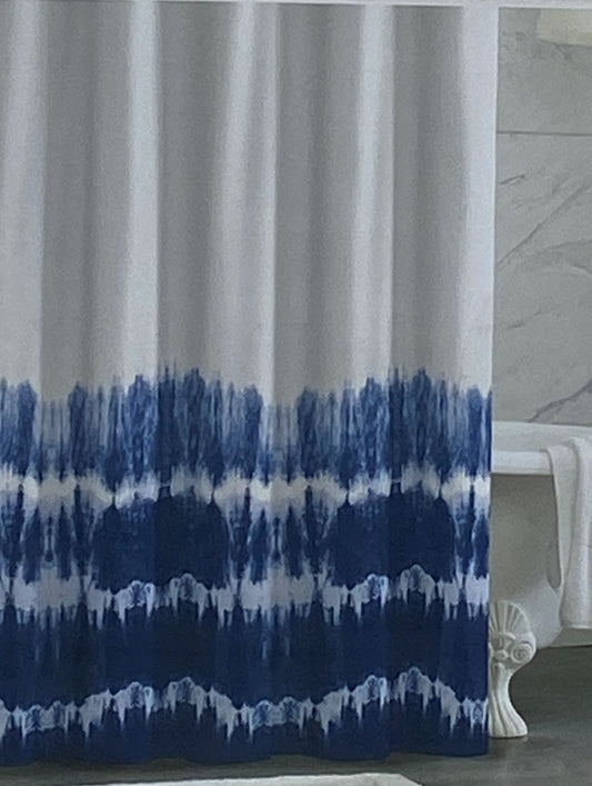 DKNY Blue & White Tie Dye Shower Curtain