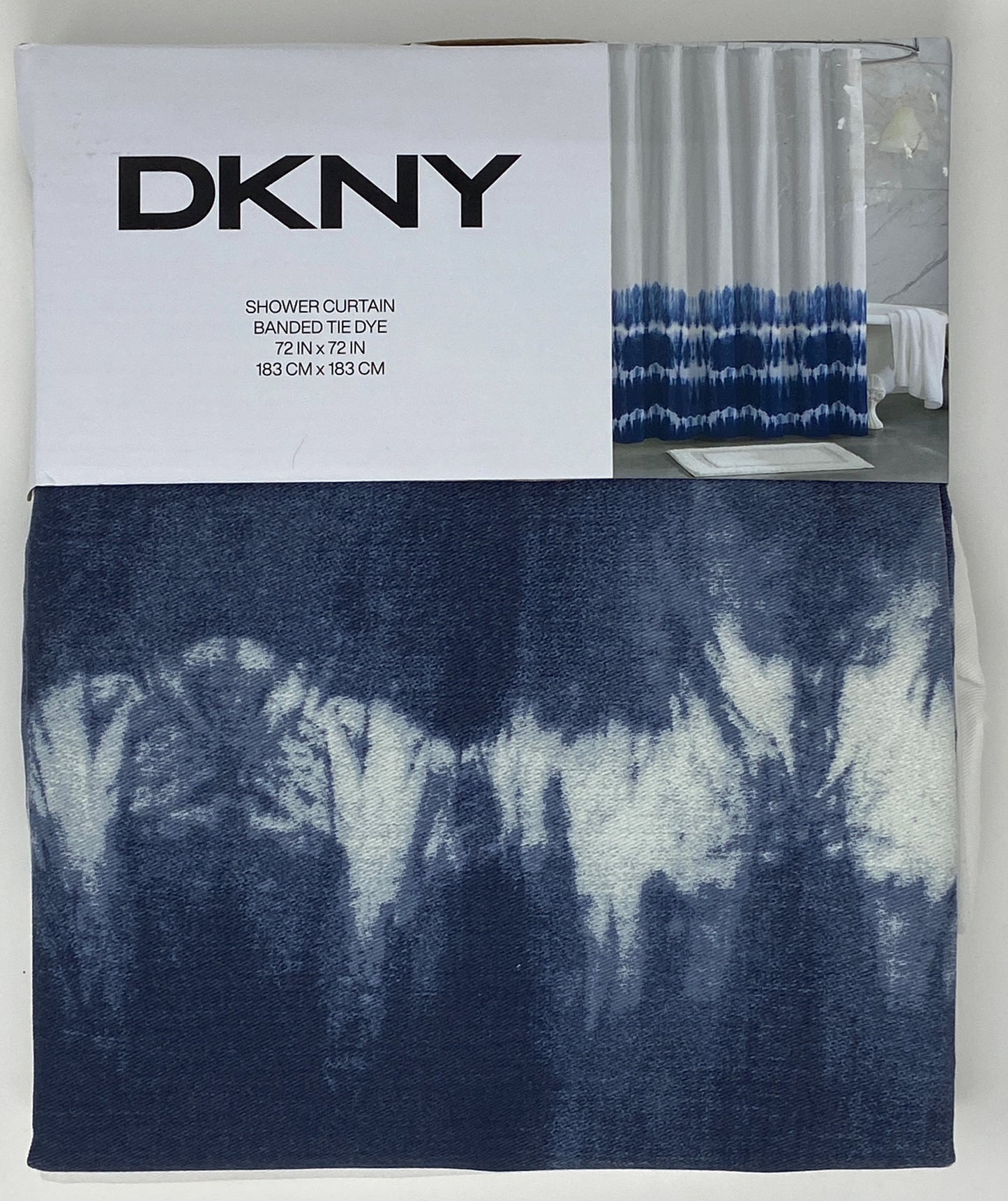 DKNY Blue & White Tie Dye Shower Curtain