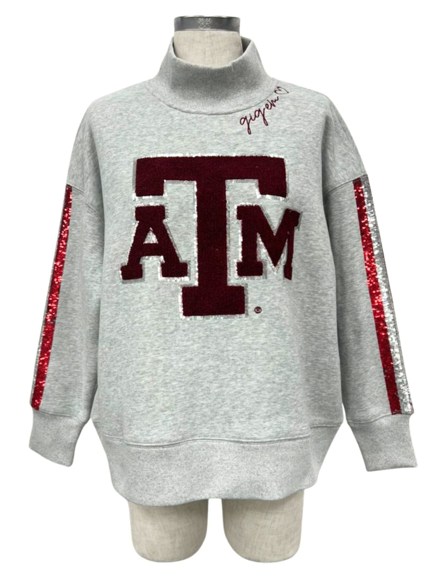 Brianna Cannon A&M Mock Neck Sequin Stripe Sequin Stripe Sweatshirt
