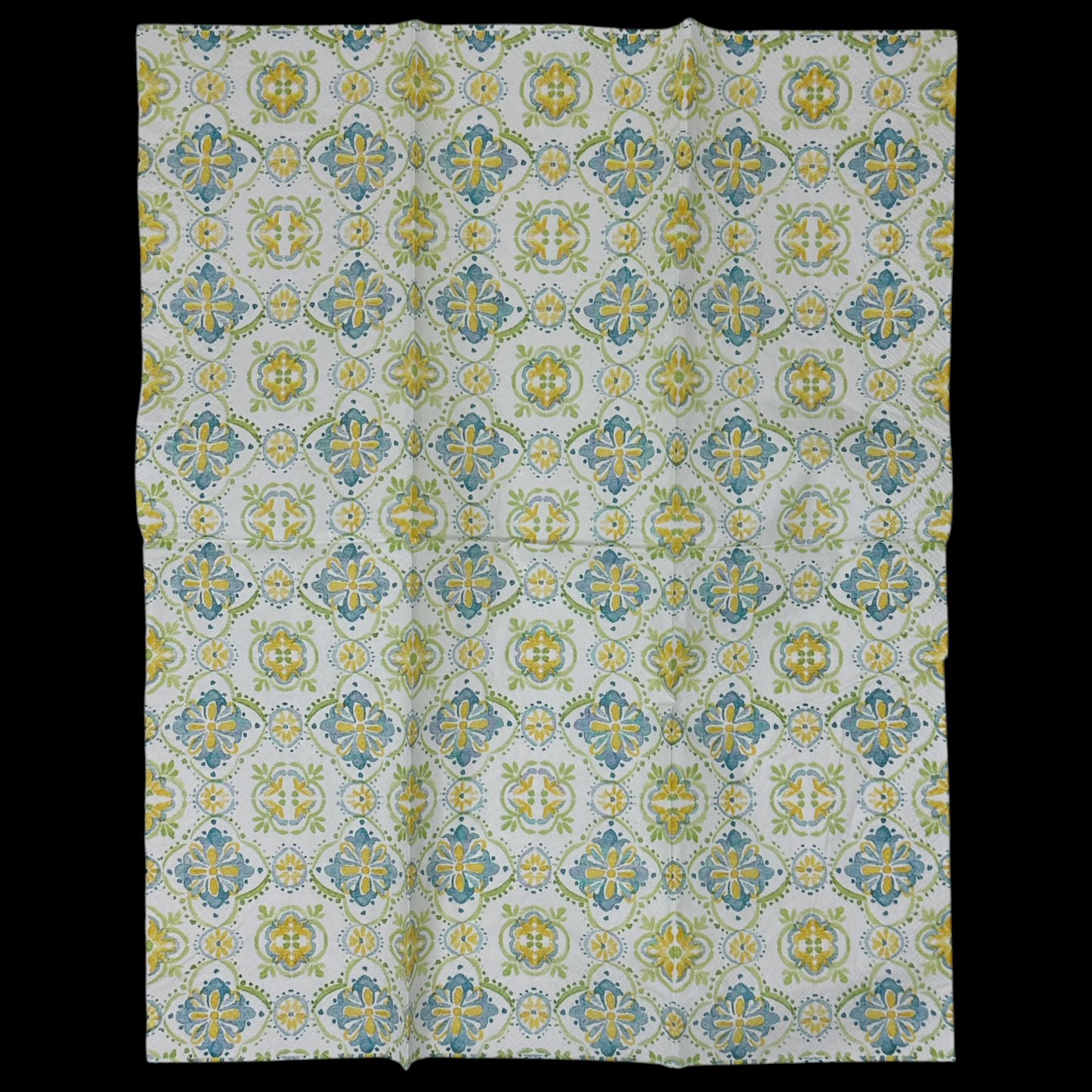 Blue & Yellow Tile Decoupage Napkins – Guest Size 3-Ply Paper (8" x 4.5") – Set of 2
