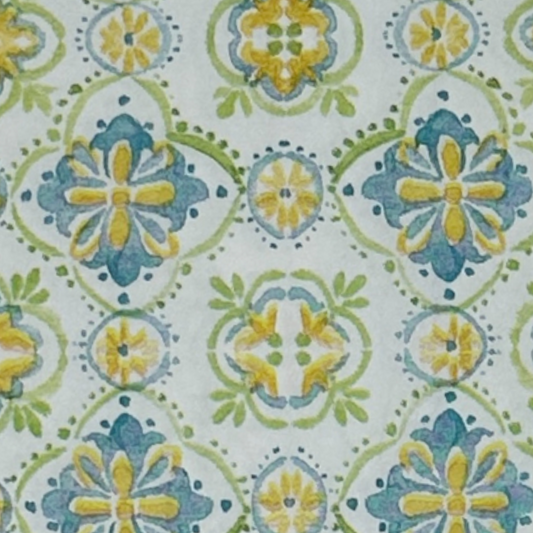 Blue & Yellow Tile Decoupage Napkins – Guest Size 3-Ply Paper (8" x 4.5") – Set of 2