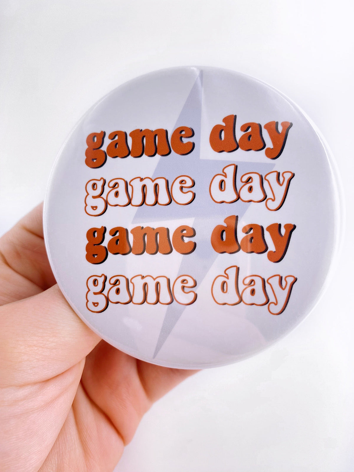 Game Day Lightning Bolt Button - Burnt Orange