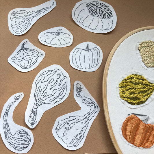 Fall Gourds - Peel Stick and Stitch Hand Embroidery Patterns for DIY Crafting