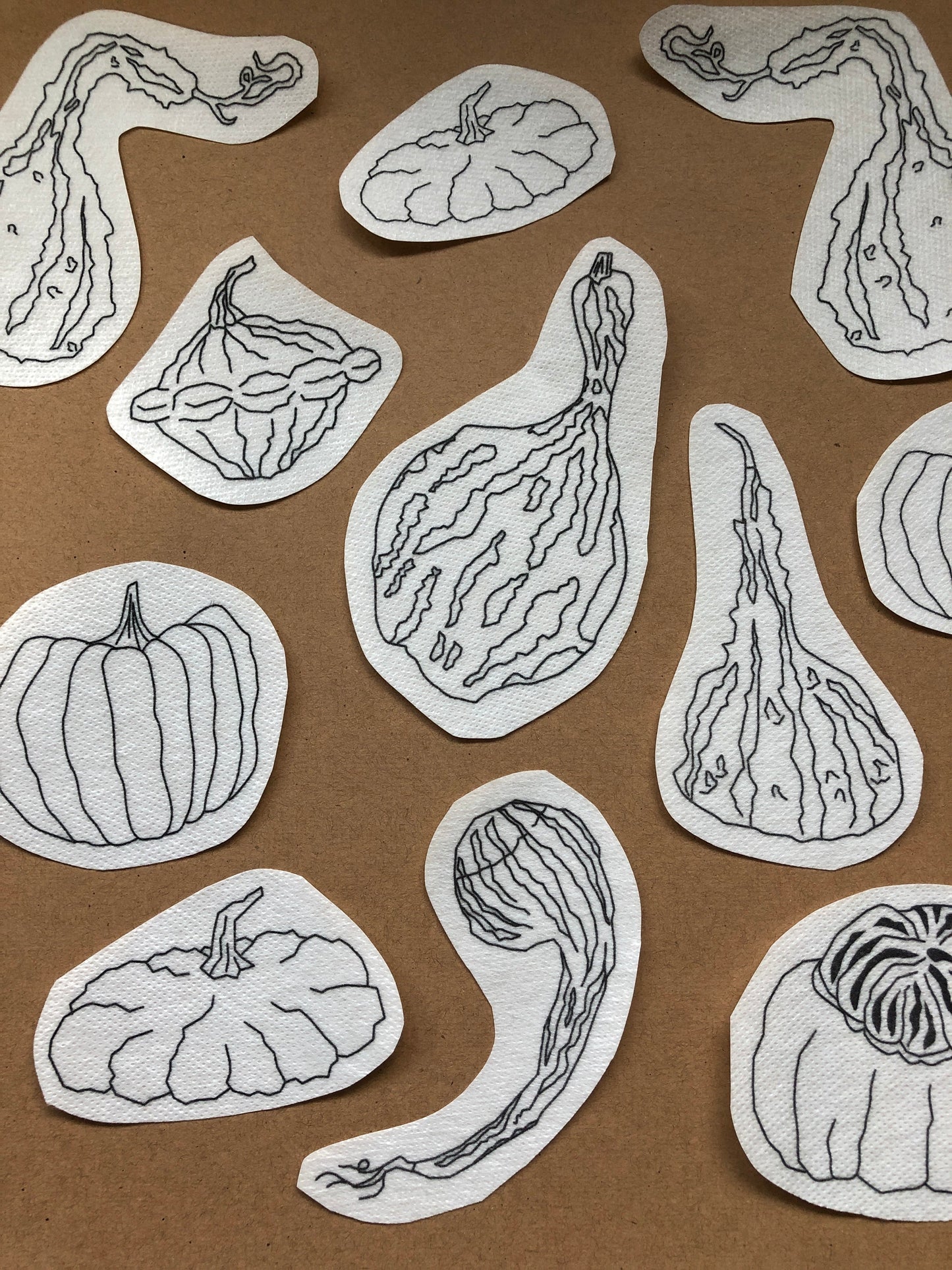 Fall Gourds - Peel Stick and Stitch Hand Embroidery Patterns for DIY Crafting
