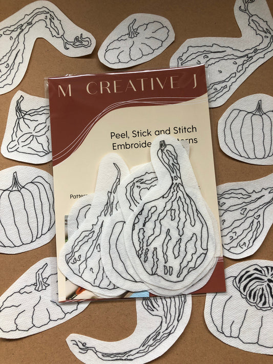 Fall Gourds - Peel Stick and Stitch Hand Embroidery Patterns for DIY Crafting