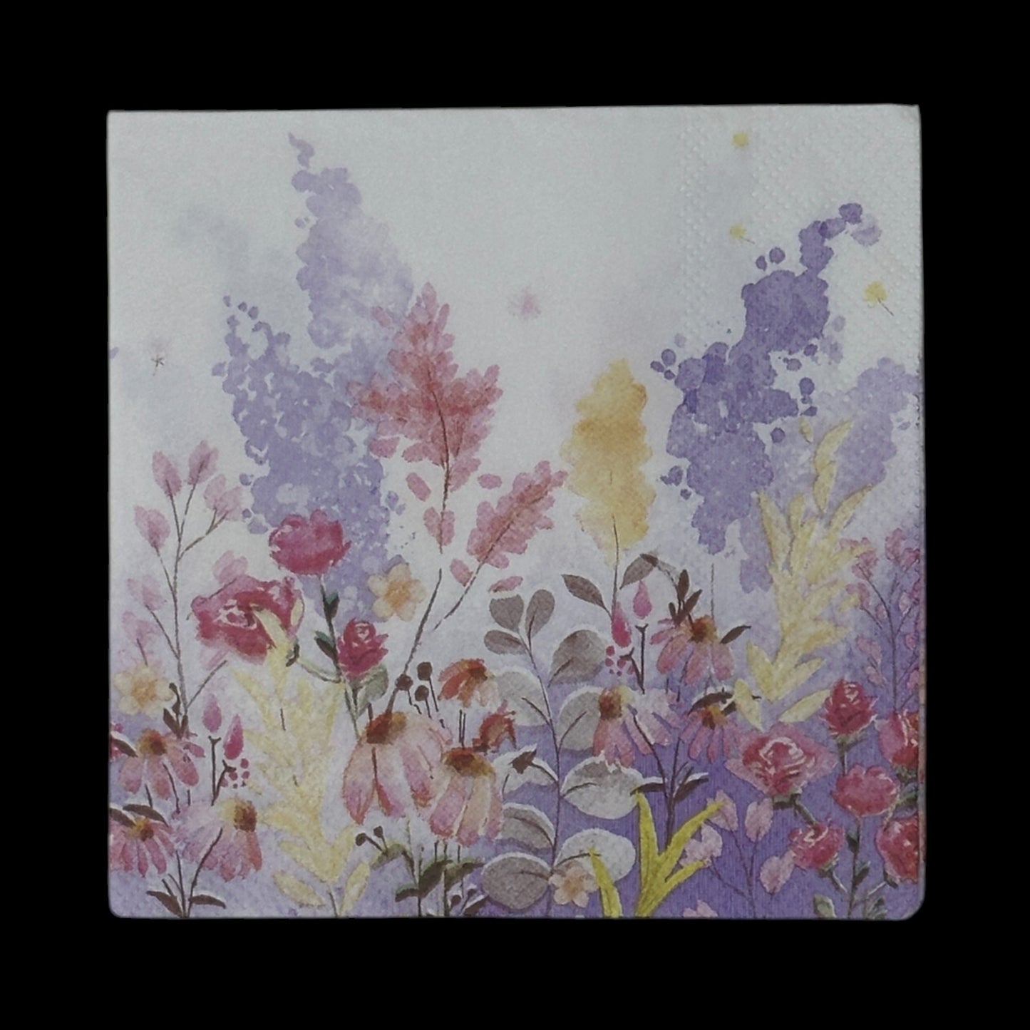 Watercolor Flower Field Decoupage Napkins – Floral Cocktail Paper Napkins for Crafts, Junk Journaling, Scrapbooking & Mixed Media – Made in Germany (Set of 2)