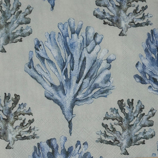 Napkin with blue coral pattern 