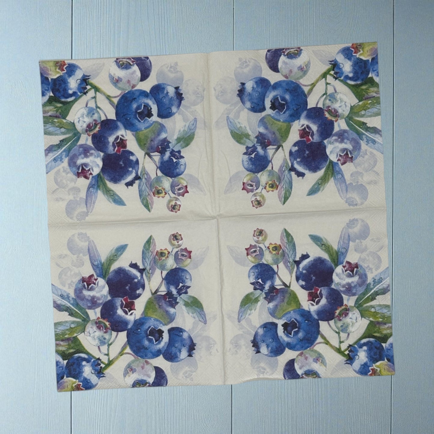 Blueberry Decoupage Napkins: Fruit Cocktail Design, Set of 2
