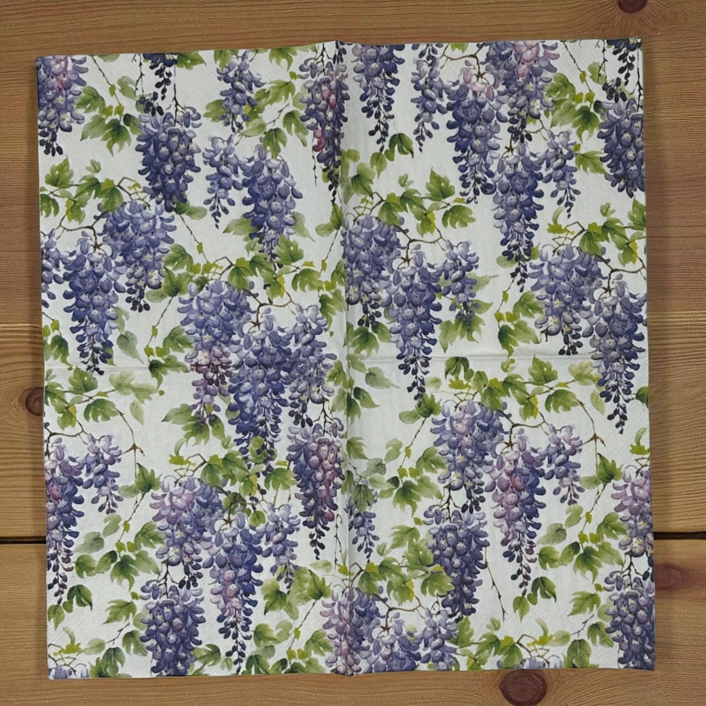 Wisteria Floral Decoupage Napkins – Purple Cocktail Paper Napkins for Crafts, Junk Journaling, Scrapbooking & Mixed Media – Made in Germany (Set of 2)
