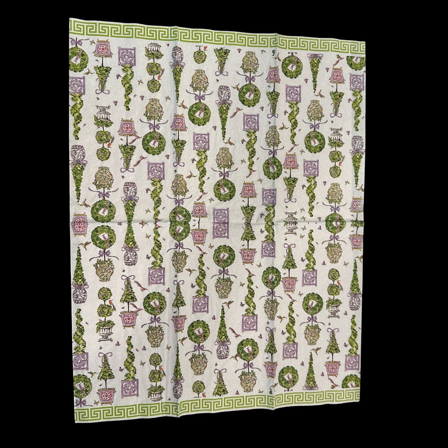 Rosanne Beck Purple and Green Topiaries Guest Decoupage Napkins – 8.5” x 4.5” (Set of 2)