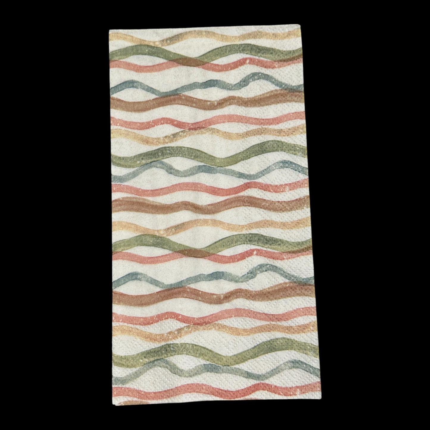 Watercolor Coast Waves Peach Guest Size Decoupage Napkin – Coastal Striped Paper for Beach Crafts, Summer DIY & Coastal Decor