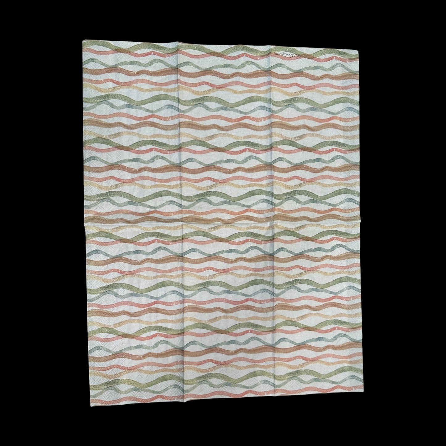 Watercolor Coast Waves Peach Guest Size Decoupage Napkin – Coastal Striped Paper for Beach Crafts, Summer DIY & Coastal Decor