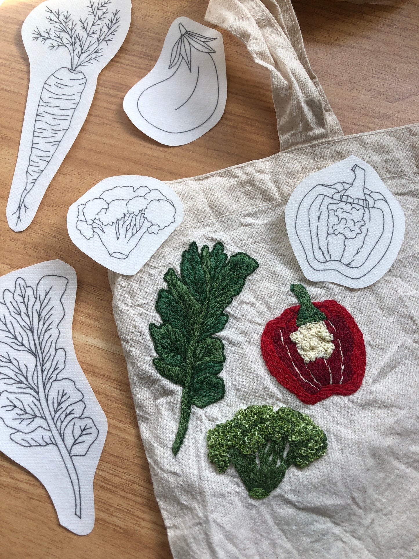 Vegetables - Peel Stick and Stitch Hand Embroidery Patterns