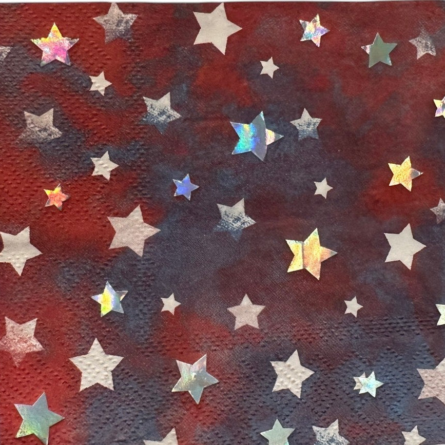Napkin with star pattern on a red, white, and blue background