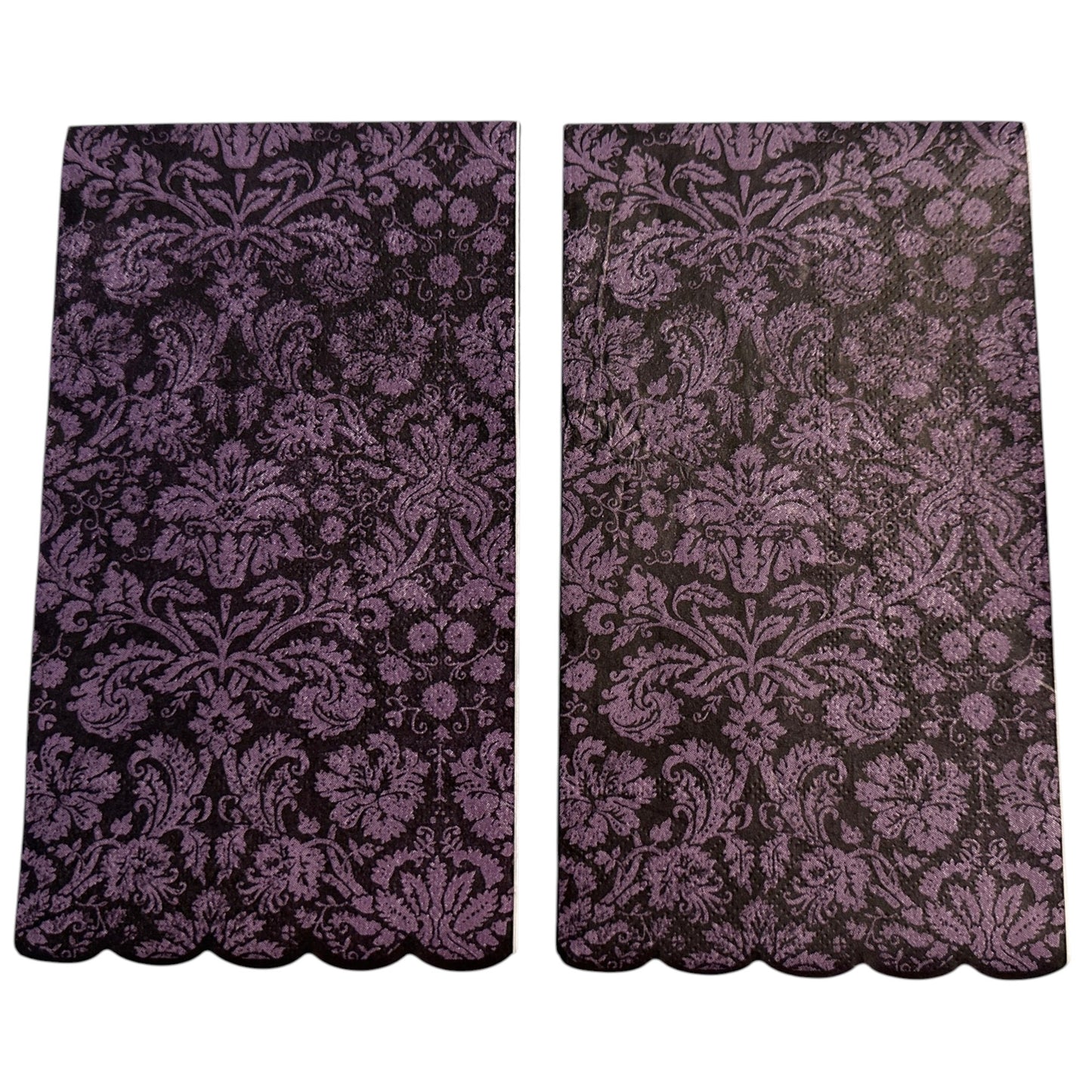 Violet Noir Damask Guest Decoupage Paper Napkins – Baroque Floral Vintage | Set of 2