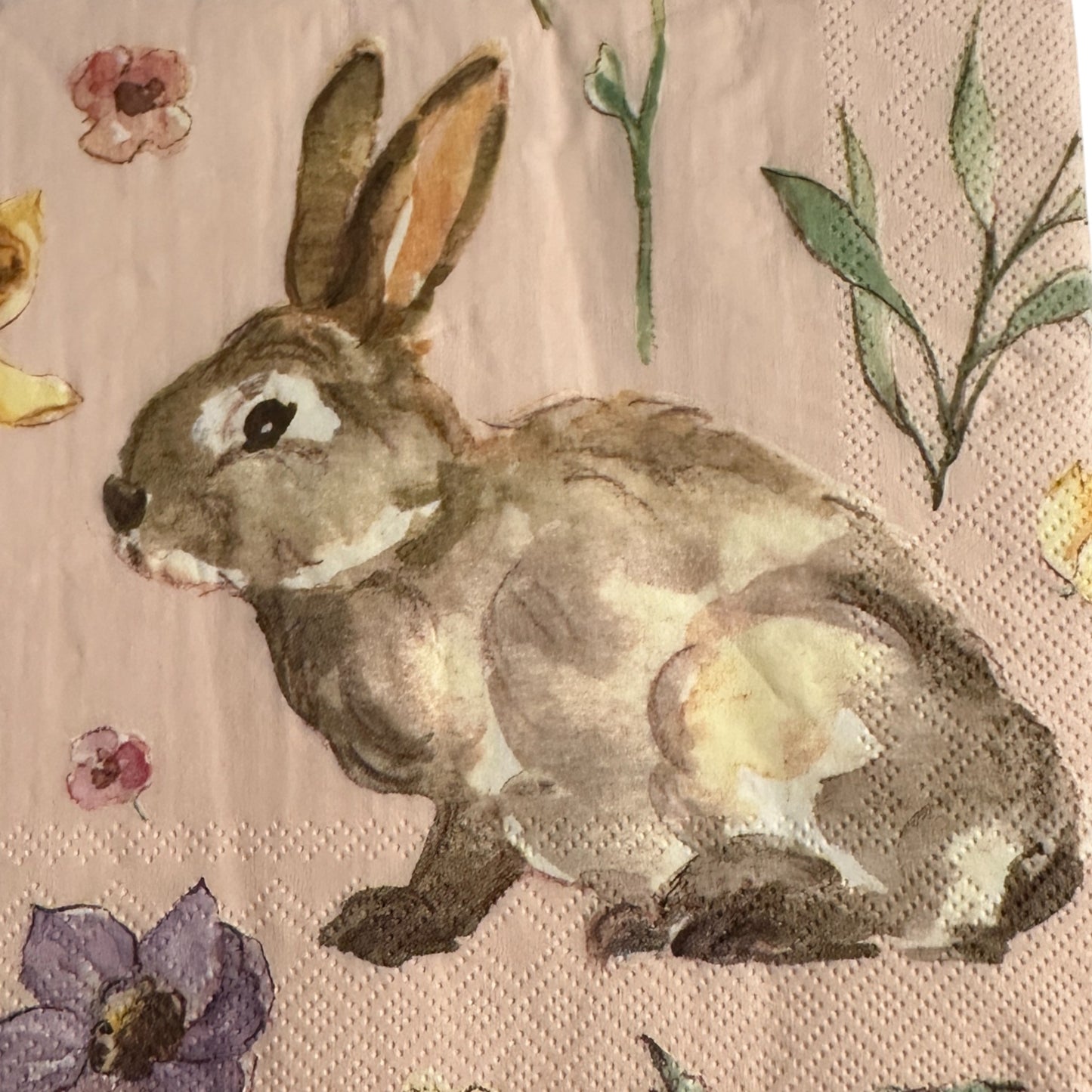 Watercolor Garden Bunny Luncheon Decoupage Napkins – Vintage Easter Floral Cottagecore | Set of 2