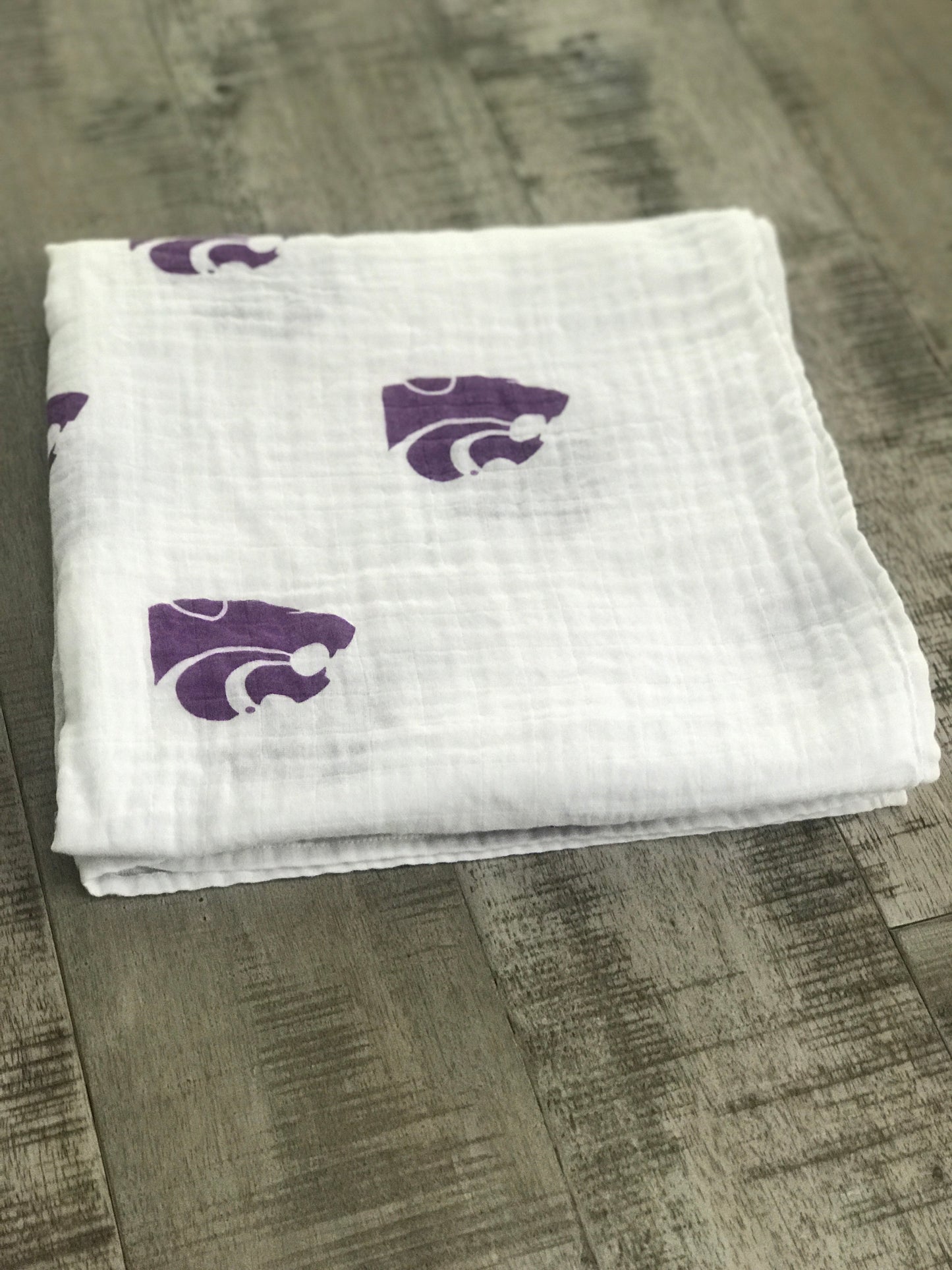 Kansas State University Muslin Swaddle Blanket – Soft Breathable 47x47 Baby Blanket – Officially Licensed Wildcats Newborn Gift