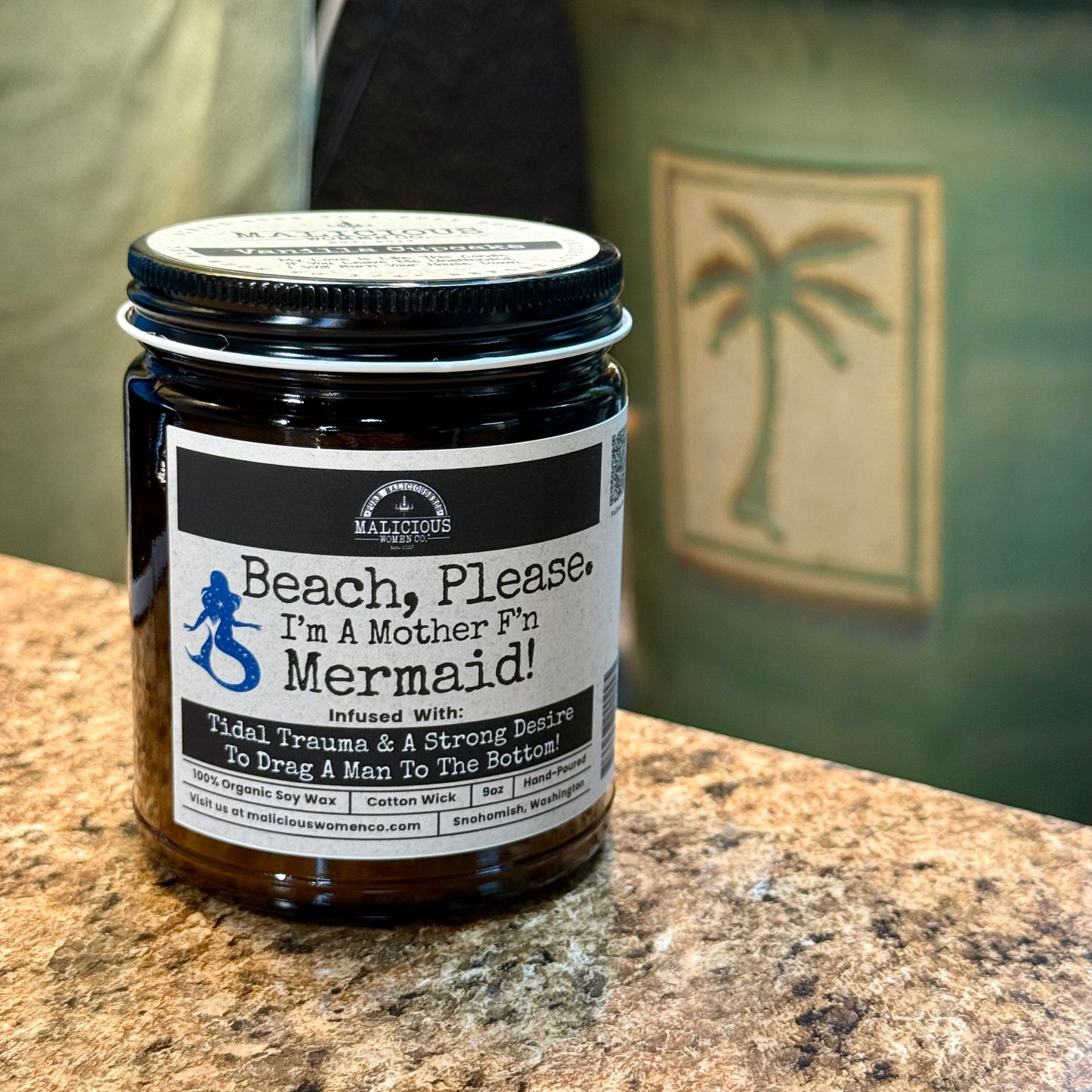 Beach Please! I'm A MotherF'n Mermaid | Scent: Grapefruit Negroni | 9oz Funny Candle | Malicious Women Co