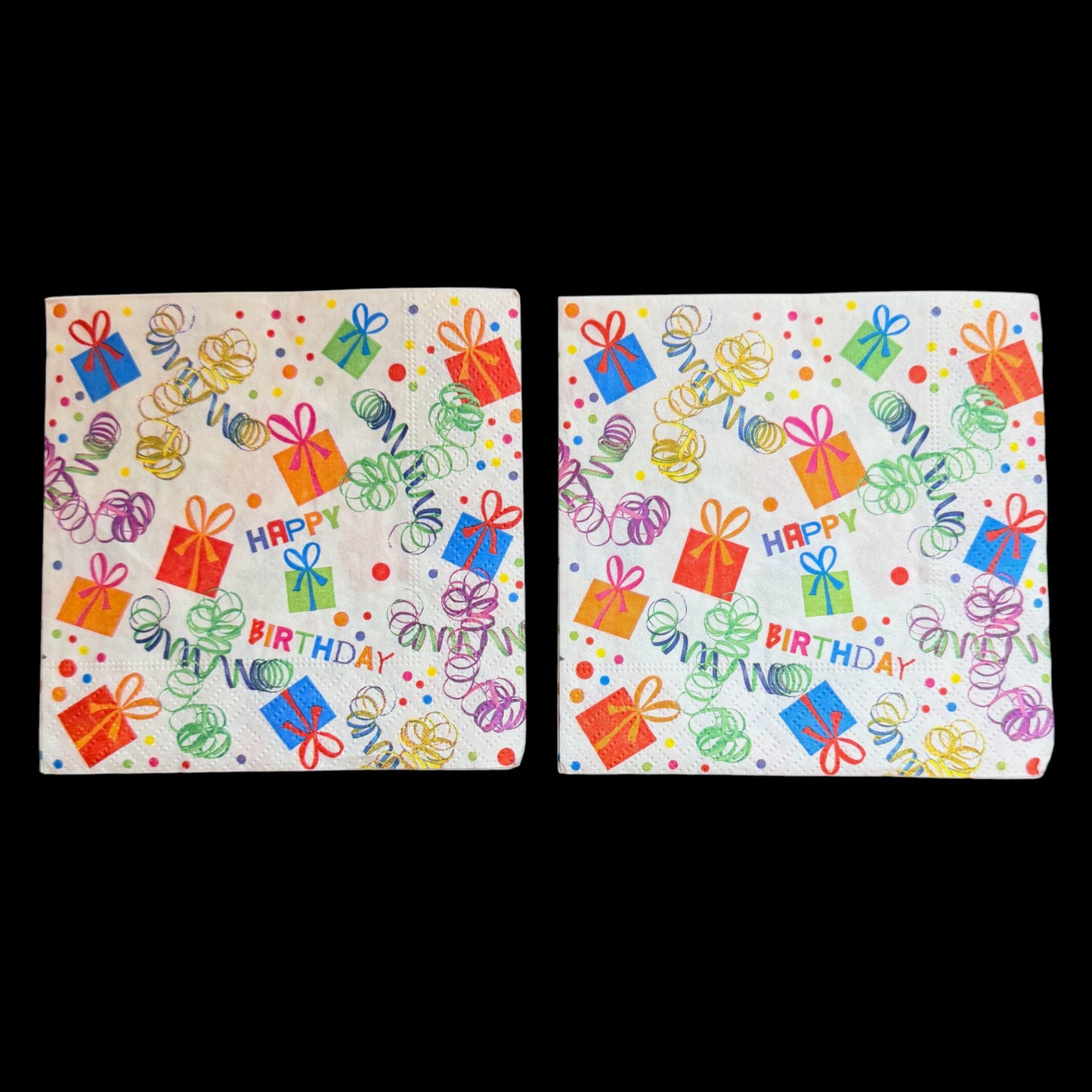Birthday Decoupage Napkins – Colorful Happy Birthday Cocktail Paper for Crafts, Set of 2