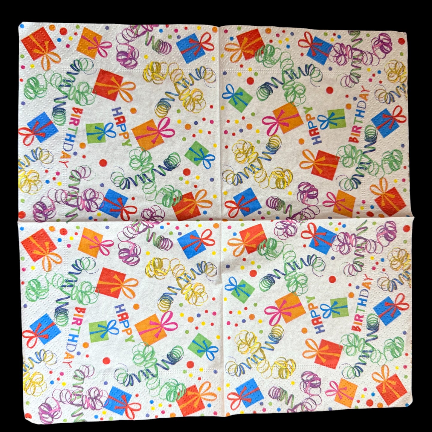 Birthday Decoupage Napkins – Colorful Happy Birthday Cocktail Paper for Crafts, Set of 2
