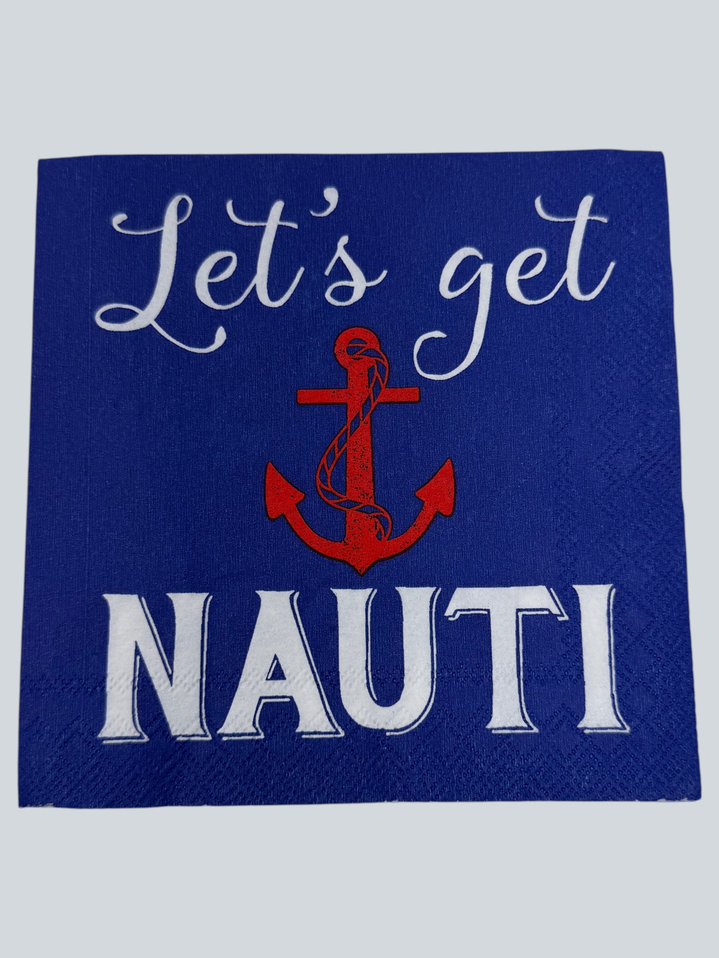 Let’s Get Nauti Cocktail Decoupage Napkins by Rosanne Beck – Nautical Blue Anchor Coastal Party Design | Set of 2