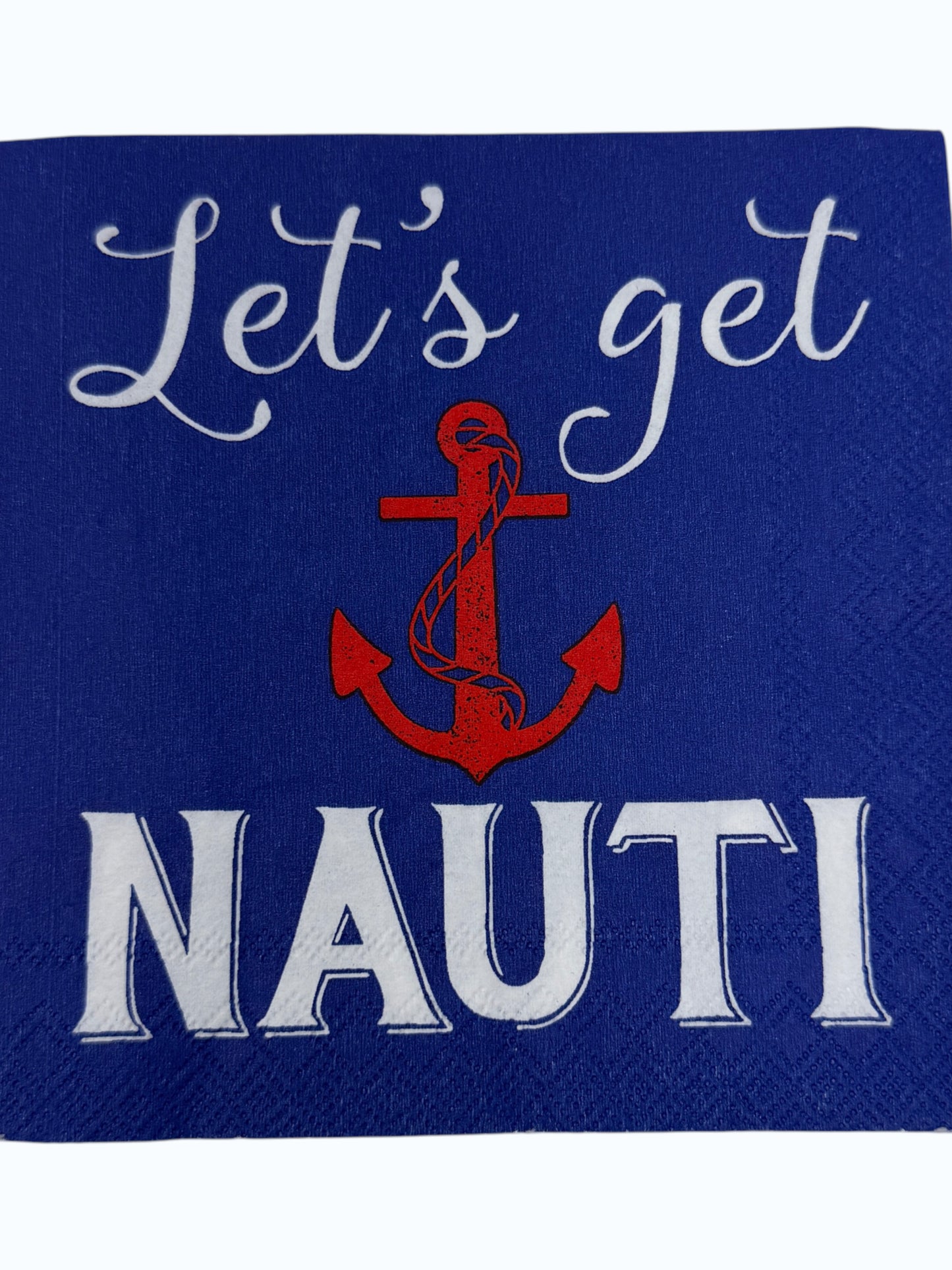 Let’s Get Nauti Cocktail Decoupage Napkins by Rosanne Beck – Nautical Blue Anchor Coastal Party Design | Set of 2