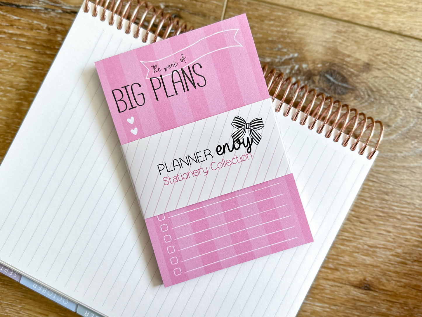 Big Plans Pink Stripe Notepad - 4x6 Inches (*Notepad Only*) (NPE004)
