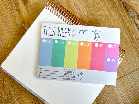 Weekly Dashboard Things To Do Rainbow Notepad - 7x5 Inches (*Notepad Only*) (NPE001)