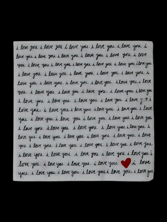 I Love You Script Cocktail Decoupage Paper Napkins – Romantic Valentine Wedding Love Quote | Set of 2