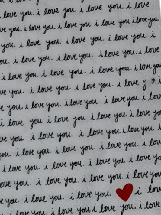 I Love You Script Cocktail Decoupage Paper Napkins – Romantic Valentine Wedding Love Quote | Set of 2