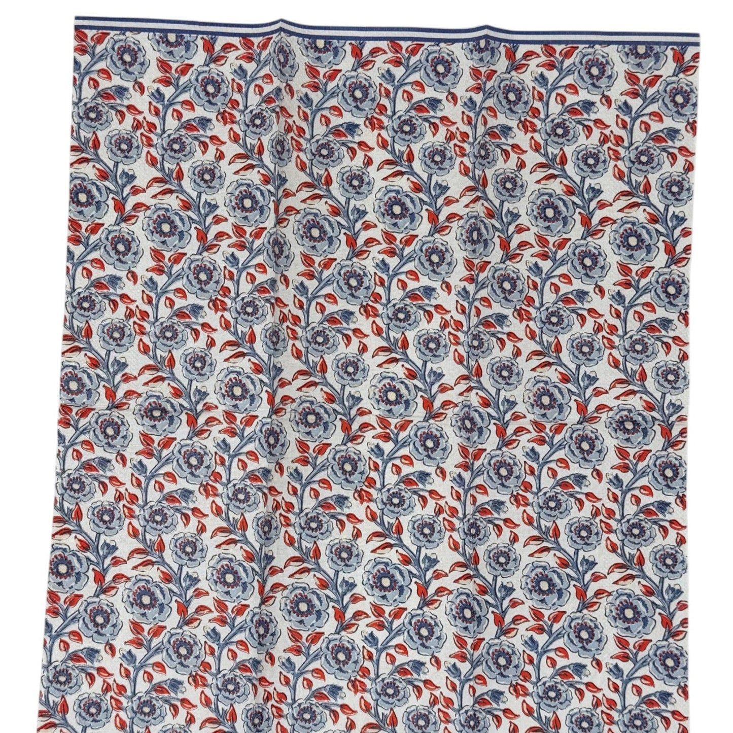 Red Blue Floral Block Print Guest Decoupage Paper Napkins – Botanical Patriotic Garden | Set of 2