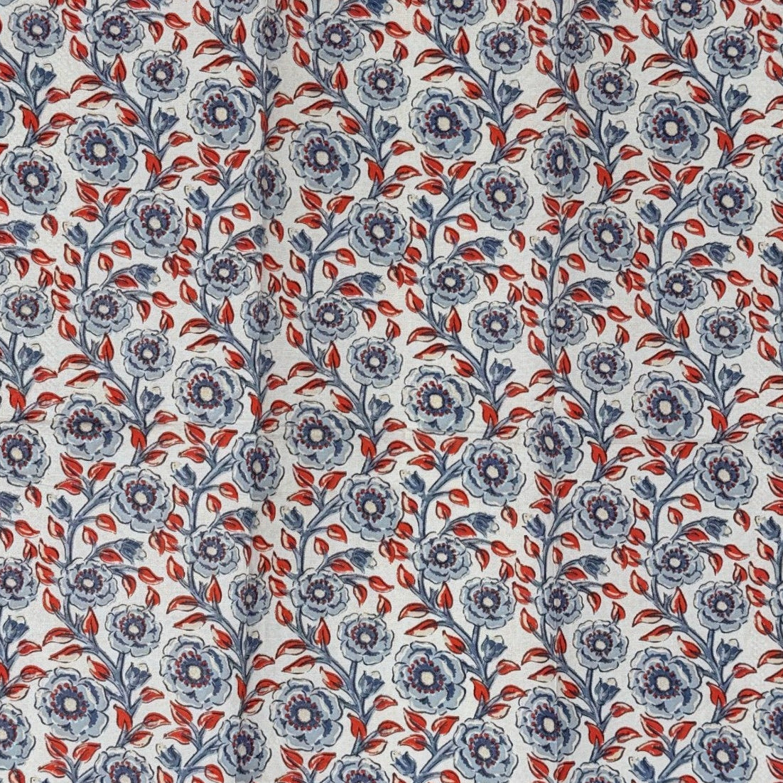 Red Blue Floral Block Print Guest Decoupage Paper Napkins – Botanical Patriotic Garden | Set of 2
