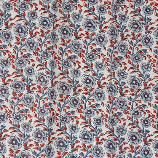 Red Blue Floral Block Print Guest Decoupage Paper Napkins – Botanical Patriotic Garden | Set of 2