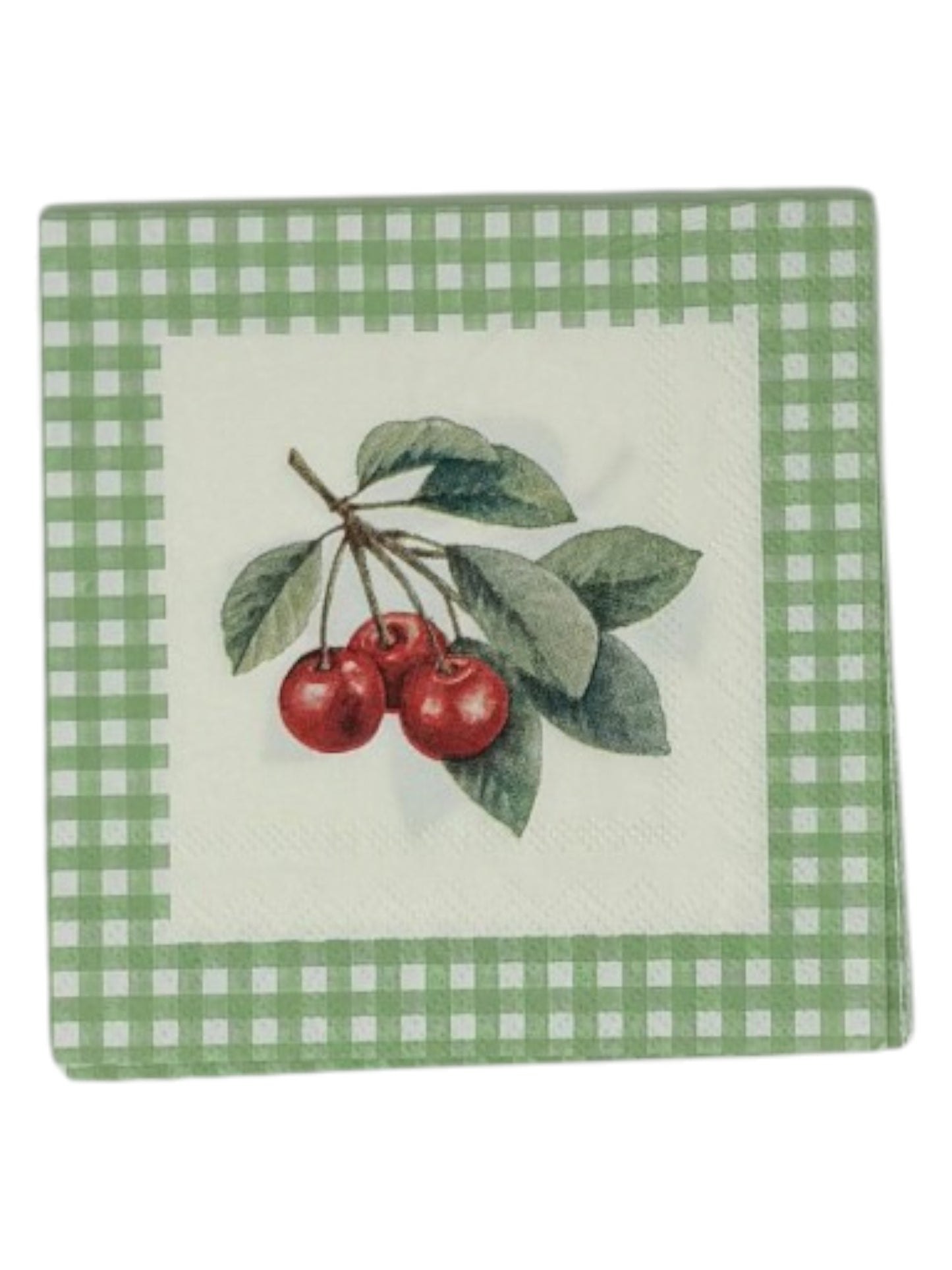 Farmhouse Fruit Gingham Cocktail Decoupage Paper Napkins – Berry Kitchen Garden Cottage | Set of 2