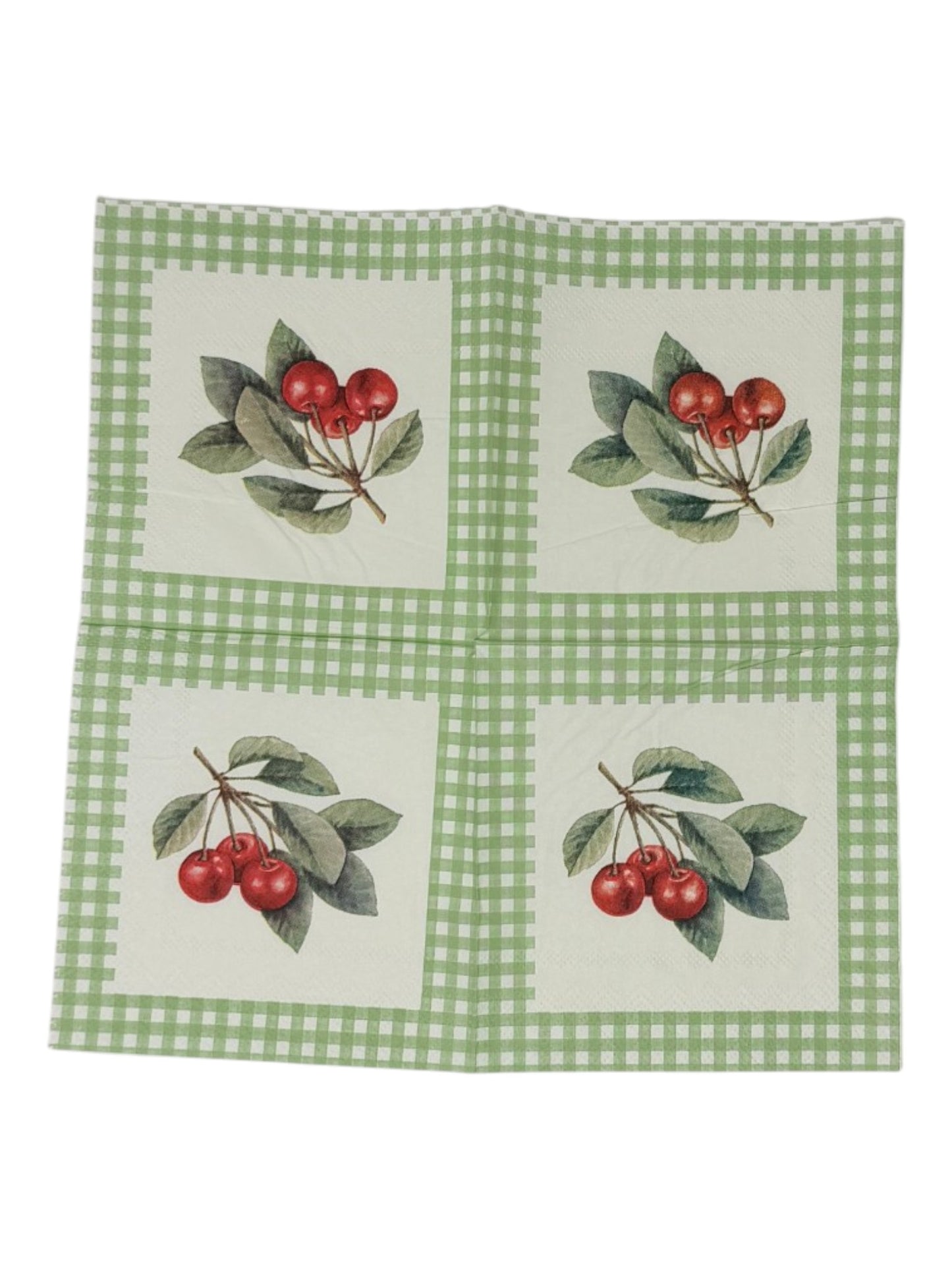 Farmhouse Fruit Gingham Cocktail Decoupage Paper Napkins – Berry Kitchen Garden Cottage | Set of 2