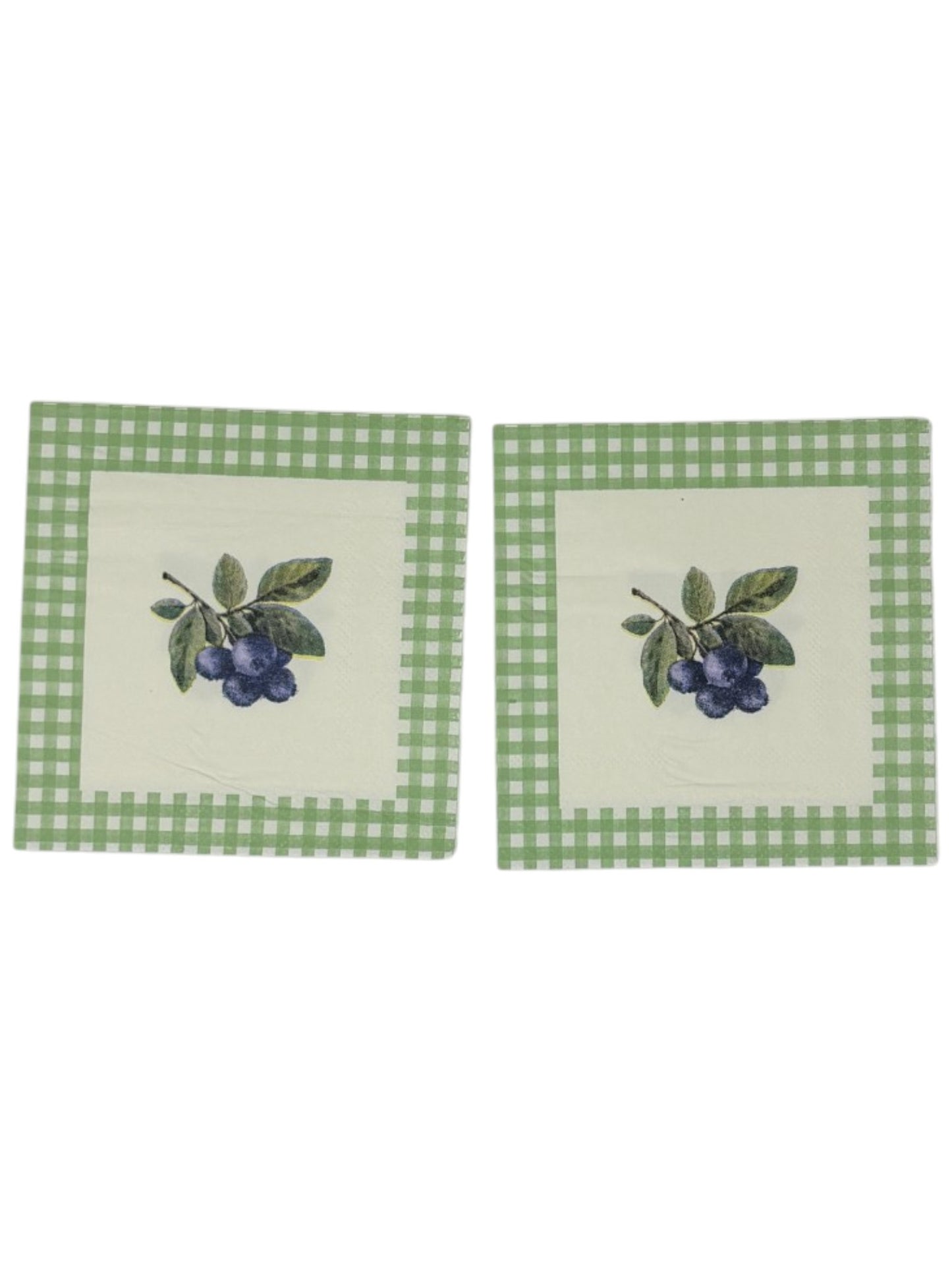 Farmhouse Fruit Gingham Cocktail Decoupage Paper Napkins – Berry Kitchen Garden Cottage | Set of 2
